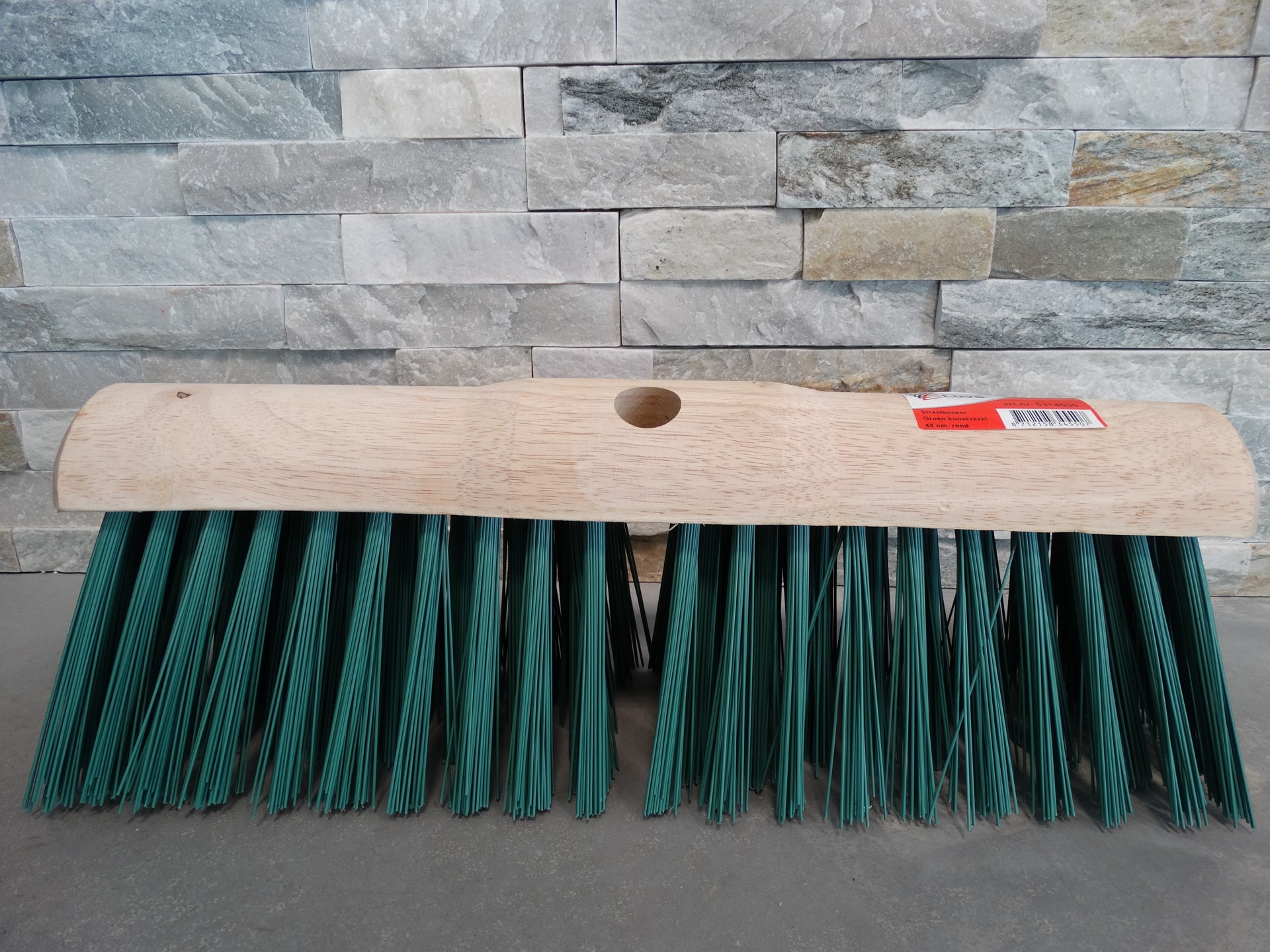 Straatbezem 45 cm, groen kunstvezel Luva